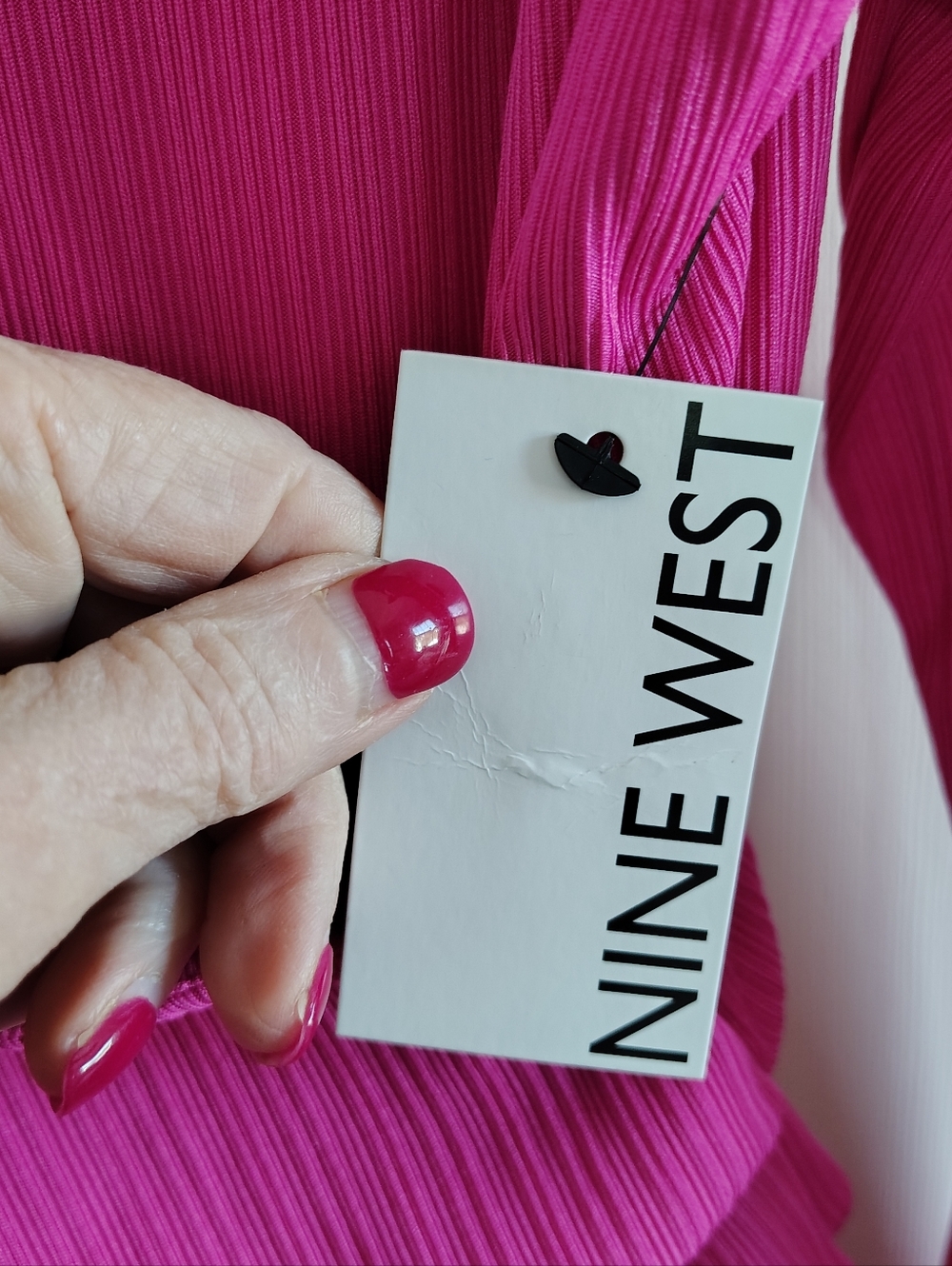 Nine West Textured Pink Ribbed Wrap Top XL - Picture 3 of 12